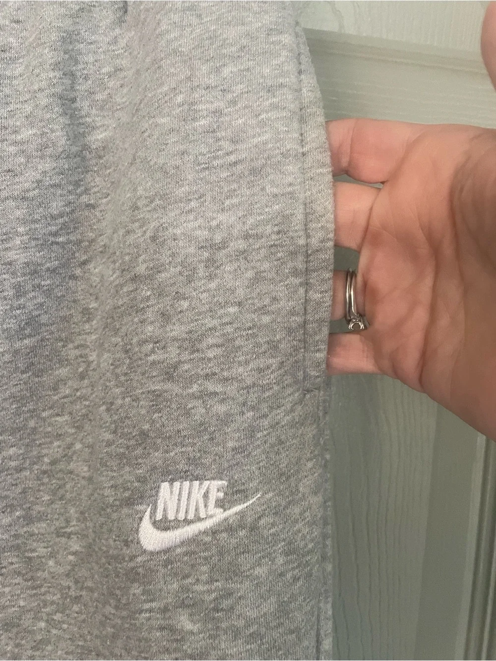 Nike Men's Gray Sweatpants Joggers with White Accents